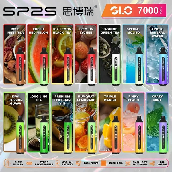 SP2S 7000口拋棄式電子煙｜一次性可充電・15種口味選擇・新品爆款現貨